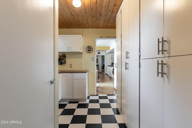 hallway with wooden ceiling