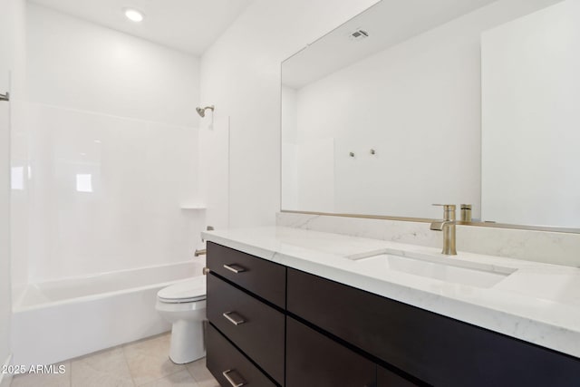 10253 E Ursula Ave, Mesa, AZ 85212 - full bathroom featuring vanity, toilet, washtub / shower combination, and tile patterned flooring