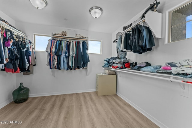 walk in closet featuring light hardwood / wood-style floors