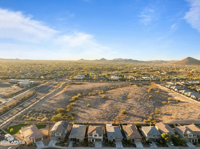 drone / aerial view with a mountain view