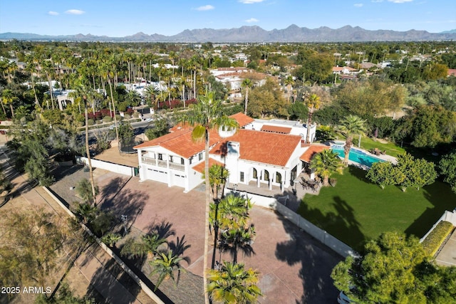 aerial view with a mountain view