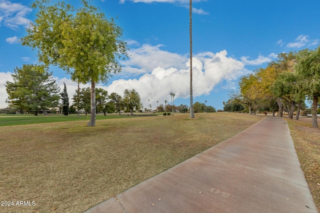 view of property's community with a yard