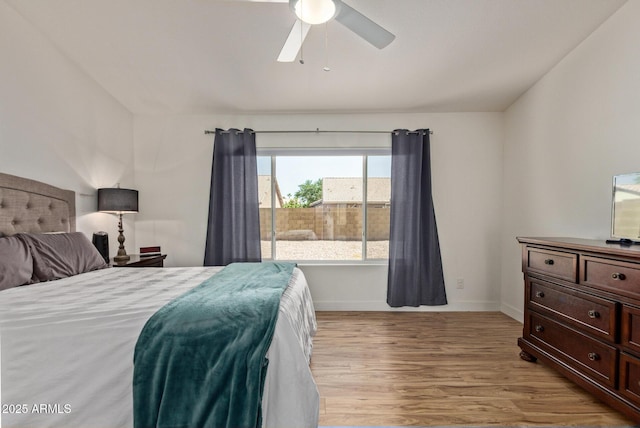821 E Chicago St, Chandler, AZ 85225 - bedroom featuring a ceiling fan, baseboards, and light wood-style flooring