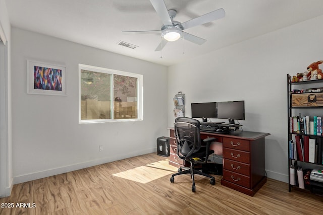 821 E Chicago St, Chandler, AZ 85225 - office space featuring baseboards, a ceiling fan, wood finished floors, and visible vents