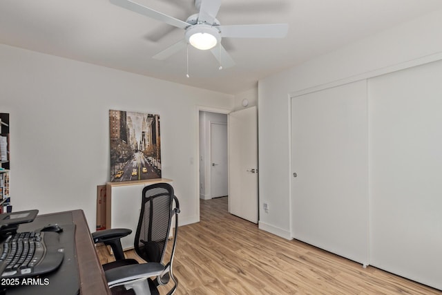 821 E Chicago St, Chandler, AZ 85225 - home office featuring ceiling fan and light wood-style floors