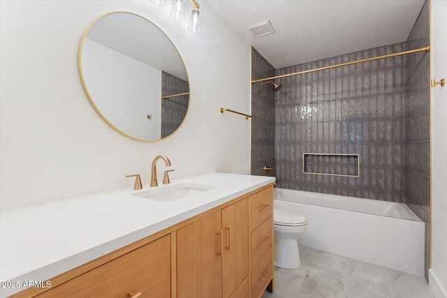 6228 E Blanche Dr, Scottsdale, AZ 85254 - full bathroom with toilet, shower / bathtub combination, vanity, and marble finish floors