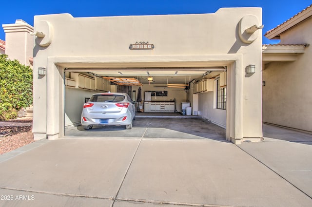 garage with a garage door opener