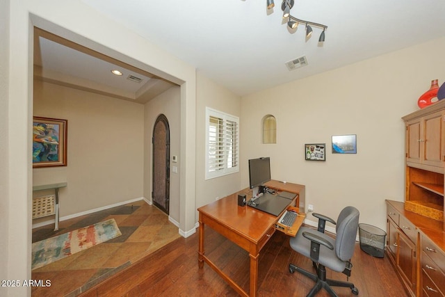 office featuring dark hardwood / wood-style flooring