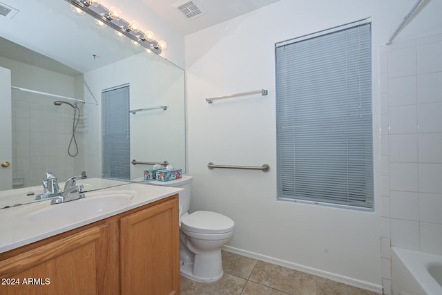 bathroom featuring tile patterned flooring, vanity, and toilet