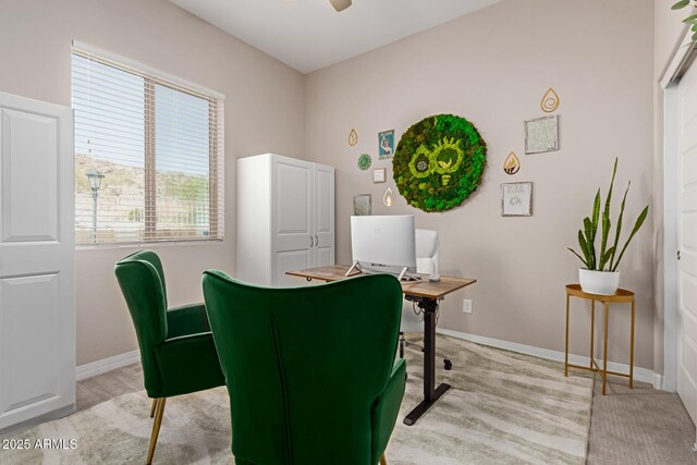 12035 S 186th Ave, Goodyear, AZ 85338 - office area featuring baseboards, a ceiling fan, and light carpet