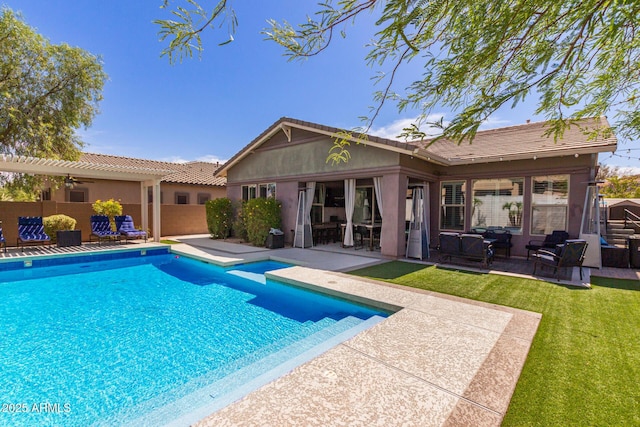 12035 S 186th Ave, Goodyear, AZ 85338 - view of pool with a patio, an outdoor hangout area, and ceiling fan