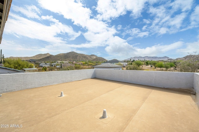 view of patio with a mountain view