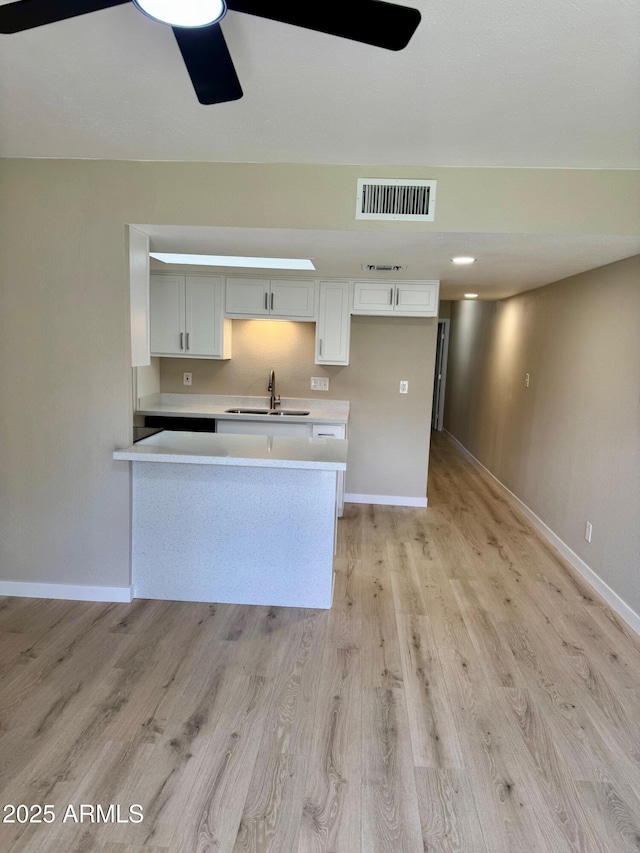 6810 N 35th Ave Unit H, Phoenix, AZ 85017 - kitchen with ceiling fan, a sink, light countertops, and white cabinets