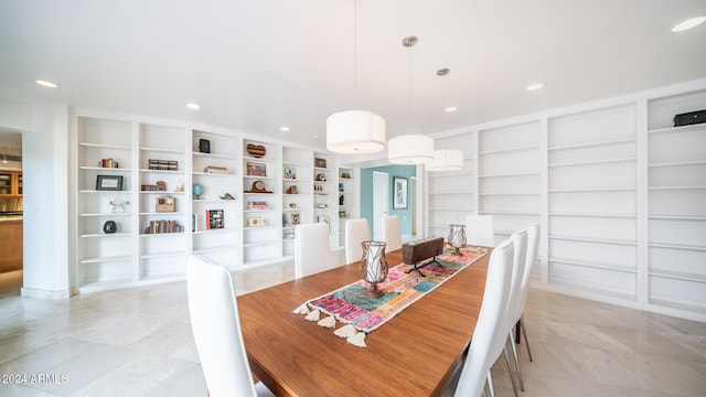 dining area with built in shelves