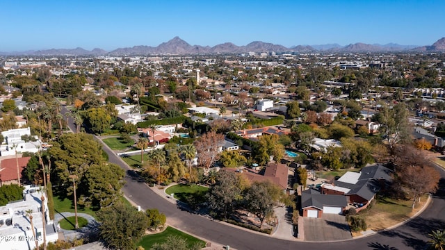 bird's eye view with a mountain view