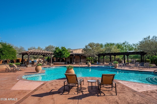 view of pool with a gazebo, a patio area, and a pergola