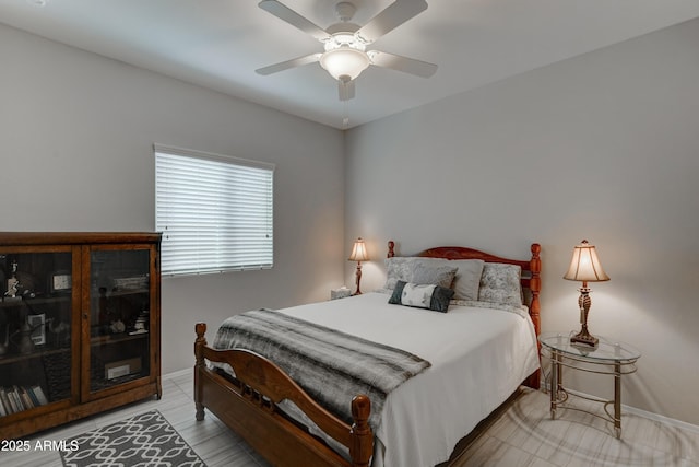 bedroom featuring ceiling fan