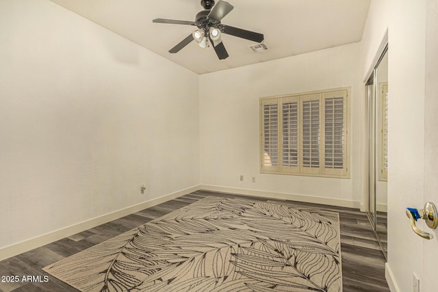 13609 W Vermont Ave, Litchfield Park, AZ 85340 - unfurnished room featuring wood finished floors, baseboards, ceiling fan, and visible vents