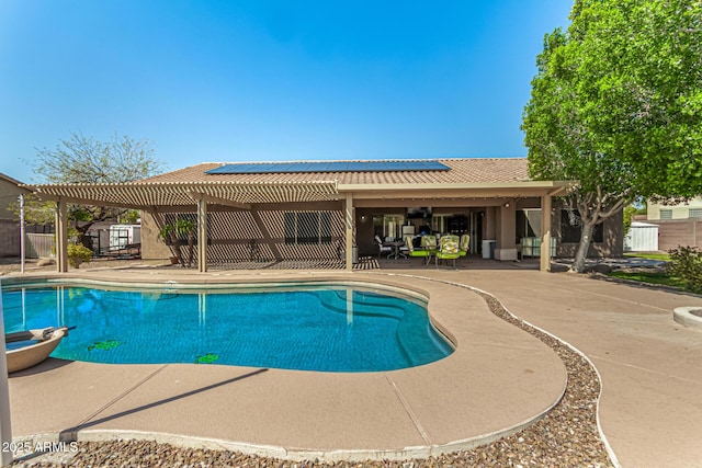 13609 W Vermont Ave, Litchfield Park, AZ 85340 - view of swimming pool featuring a patio, a fenced in pool, and a pergola