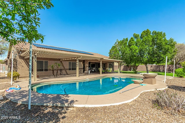 13609 W Vermont Ave, Litchfield Park, AZ 85340 - view of pool featuring a patio, a fenced in pool, a fenced backyard, and a pergola