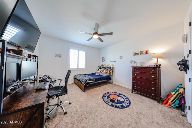 25051 N 140th Dr, Surprise, AZ 85387 - bedroom with carpet floors, an office area, baseboards, and ceiling fan