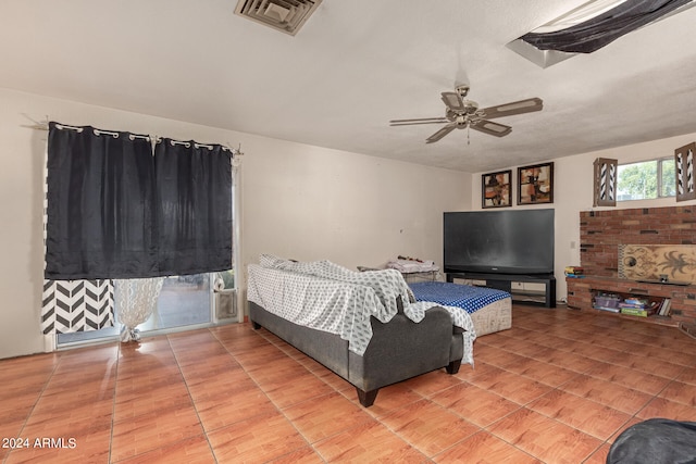 bedroom featuring ceiling fan and hardwood / wood-style floors