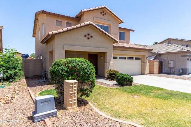 12426 W Adams St, Avondale, AZ 85323 - view of front facade featuring stucco siding, a tile roof, concrete driveway, and a garage