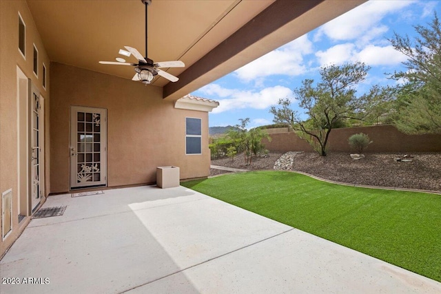 view of patio / terrace with ceiling fan