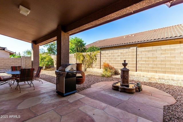 view of patio with area for grilling