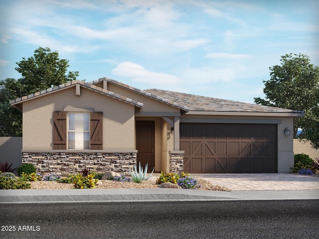 ranch-style home featuring a garage