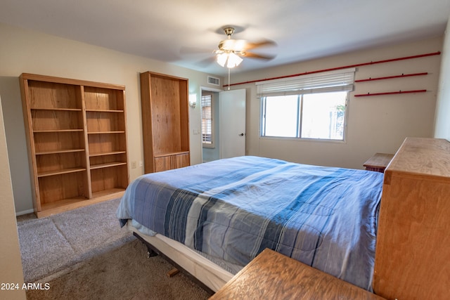 bedroom with carpet and ceiling fan