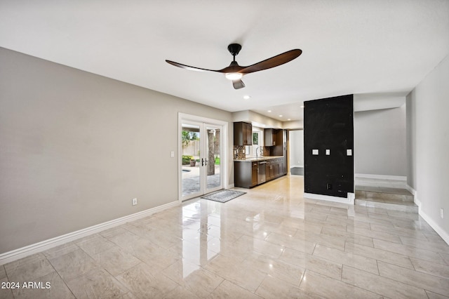 5544 E Paradise Ln, Scottsdale, AZ 85254 - unfurnished living room featuring a ceiling fan and recessed lighting