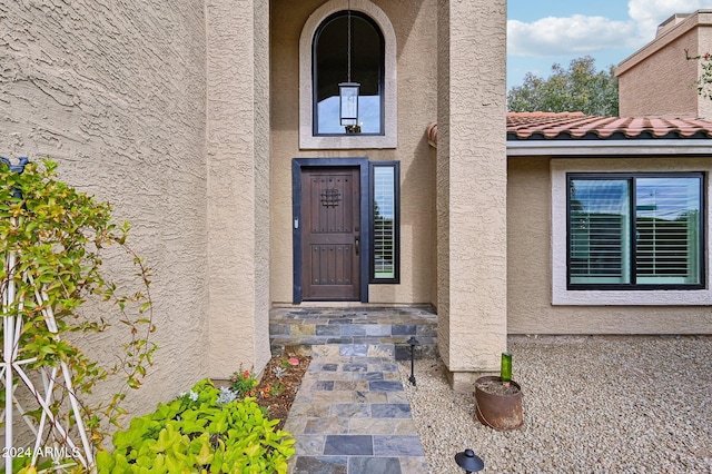 5544 E Paradise Ln, Scottsdale, AZ 85254 - property entrance featuring stucco siding and a tiled roof