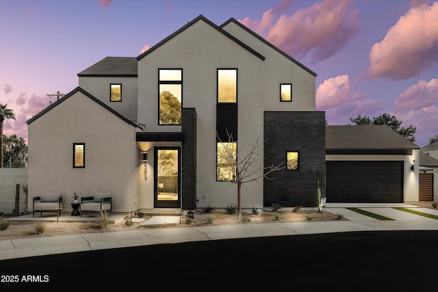 view of front of house with a garage