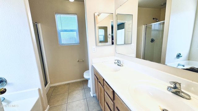 1630 W Pecan Rd, Phoenix, AZ 85041 - bathroom with a shower stall, a bath, double vanity, and tile patterned flooring