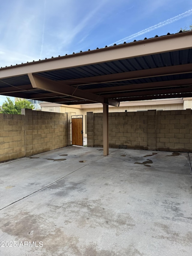 view of covered parking lot