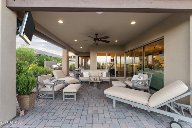 view of patio / terrace featuring an outdoor hangout area and ceiling fan