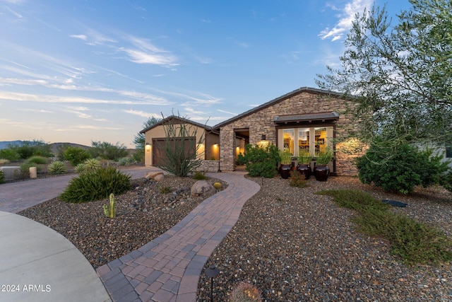 view of front of house with a garage