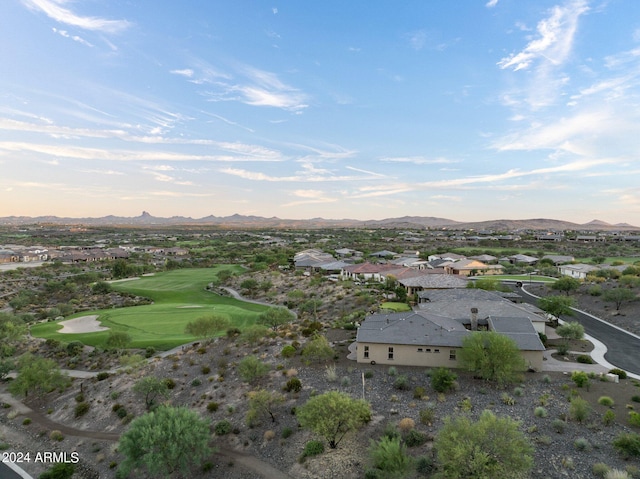 drone / aerial view with a mountain view