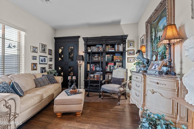 living room featuring dark hardwood / wood-style flooring