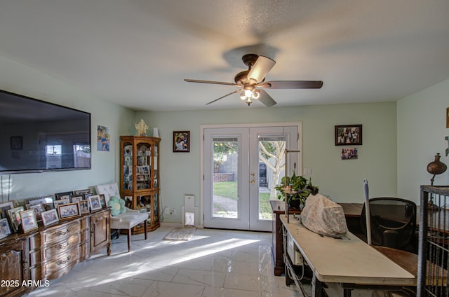 dining room featuring french doors and ceiling fan