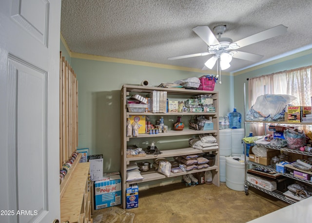 storage featuring ceiling fan