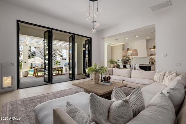 living room featuring light hardwood / wood-style floors