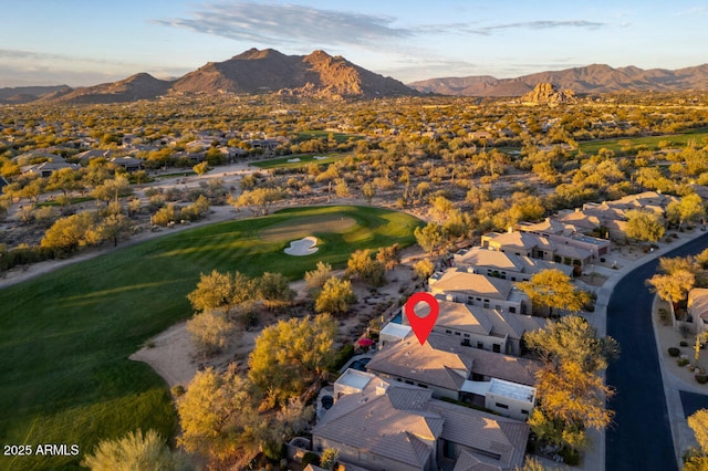 drone / aerial view with a mountain view