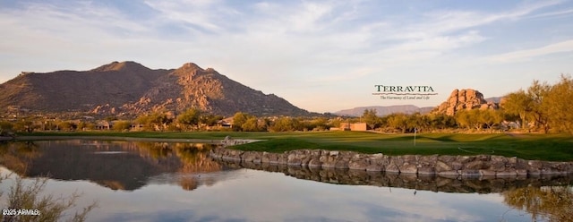 view of water feature with a mountain view