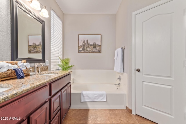 139 E Gail Dr, Gilbert, AZ 85296 - bathroom with double vanity, a bath, and tile patterned floors
