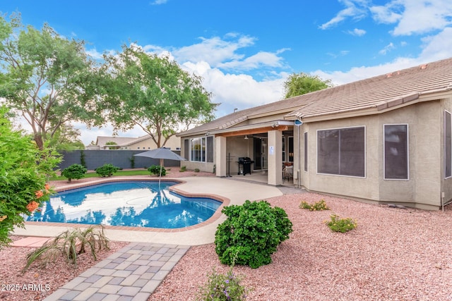 139 E Gail Dr, Gilbert, AZ 85296 - view of pool featuring a fenced backyard, a patio, and grilling area