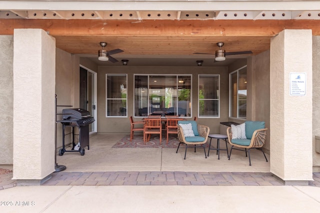 139 E Gail Dr, Gilbert, AZ 85296 - view of patio with a ceiling fan and a grill