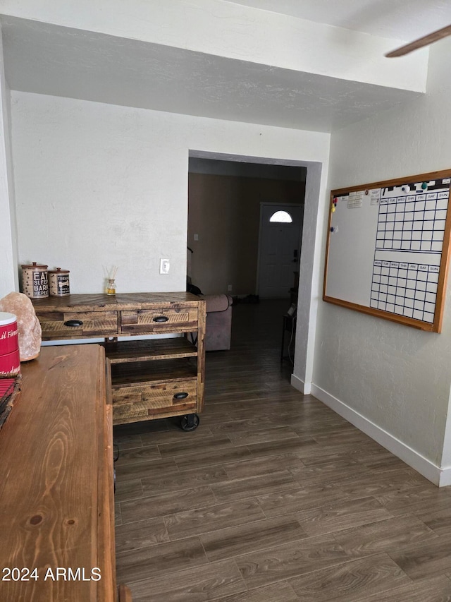 hall featuring dark wood-type flooring