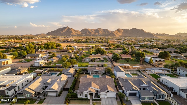 aerial view with a mountain view